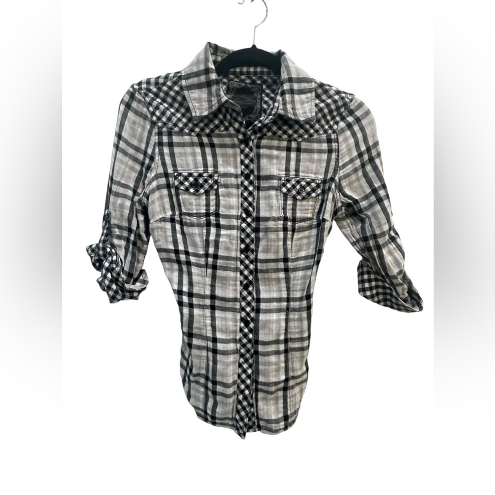 Guess jeans button up shirt with tie at back in size small